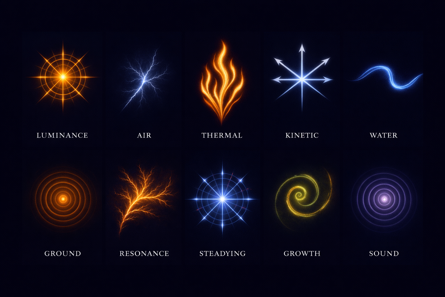 All ten Corelight mark types reference grid